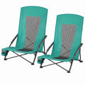 Portable Folding Camping Chair with Cup Holder, Set of 2, Green Y176