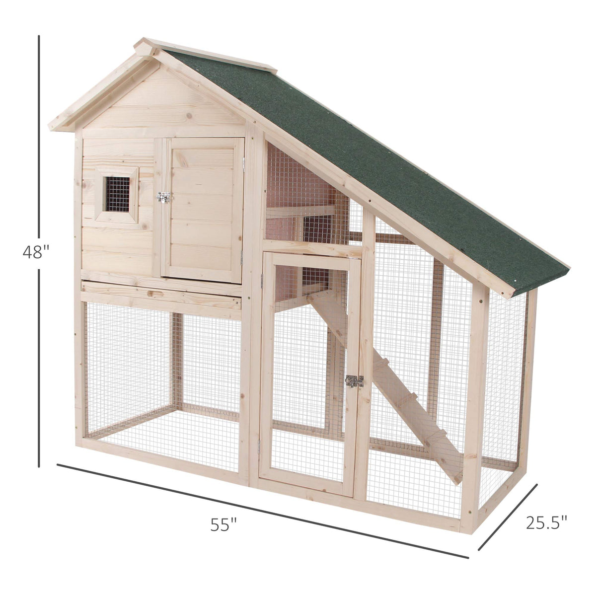 55" 2-Tier Wooden Rabbit Hutch with Ramp S635641