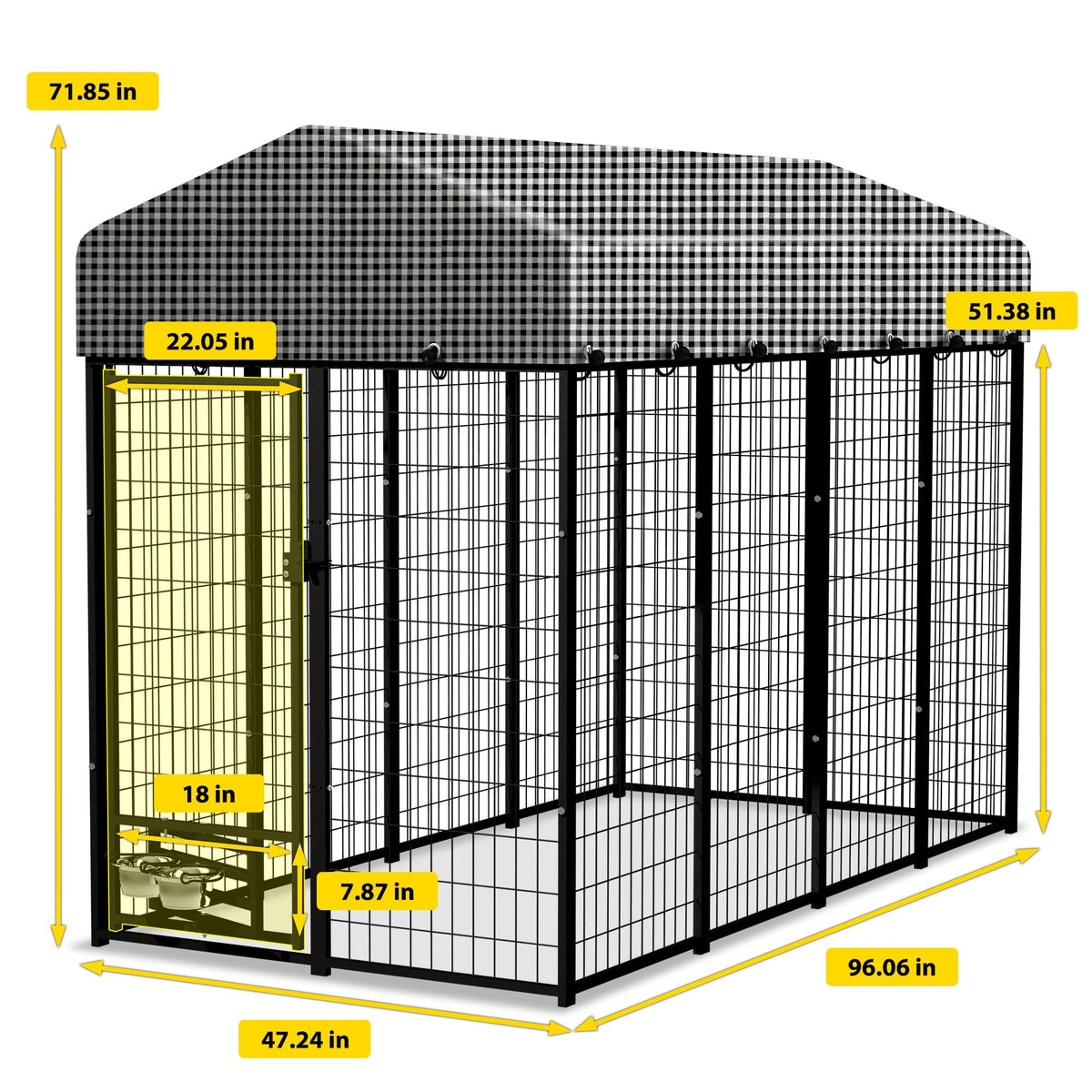 8x4x6 FT Outdoor Dog Kennel with Roof Cover N457253