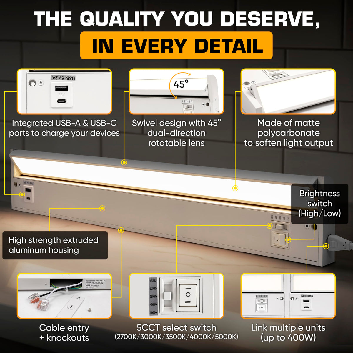 LED Under Cabinet Lighting 24 Inch White A4744
