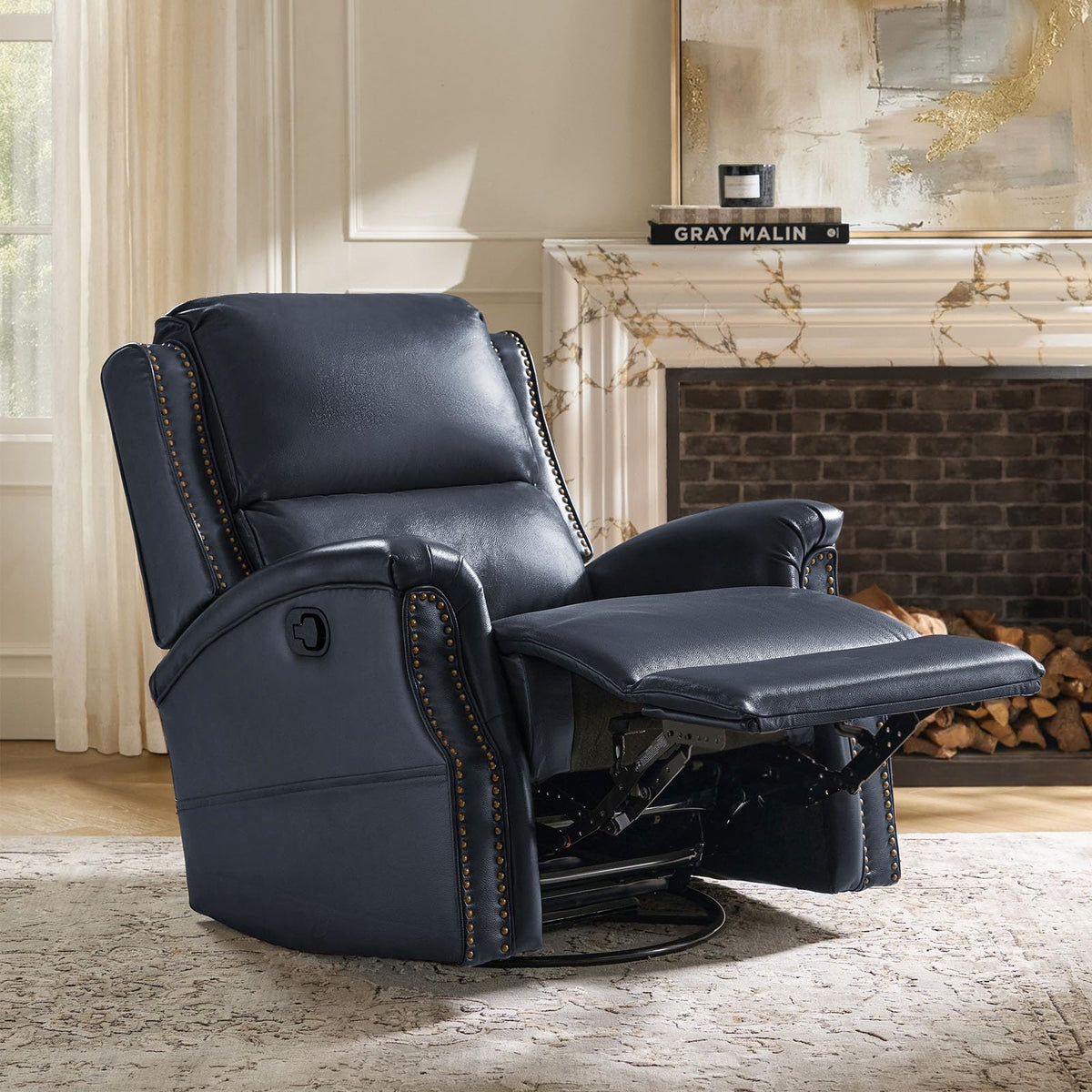 Navy Swivel Rocking Recliner N35622