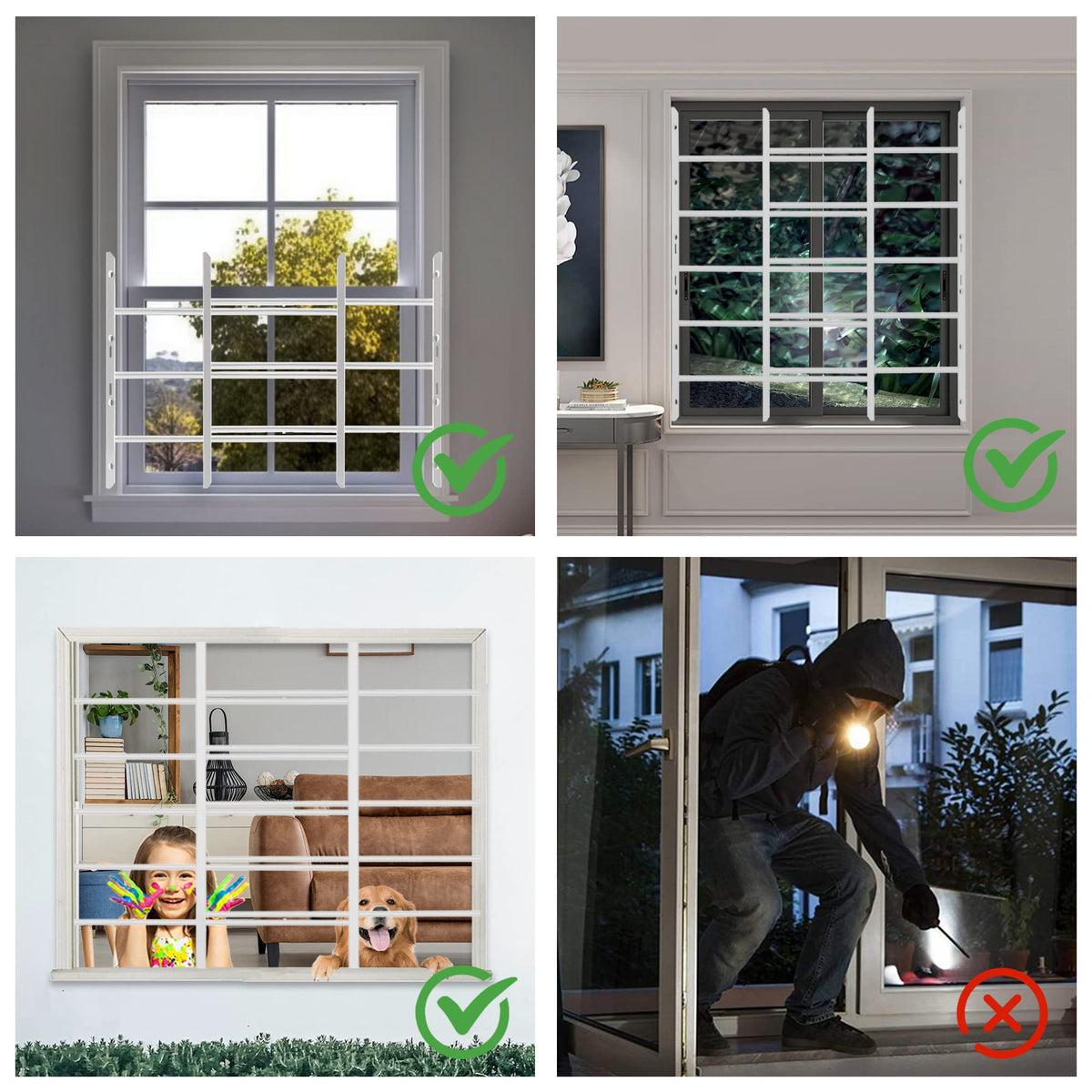 Black Adjustable Tubular Steel Window Security Bars B547