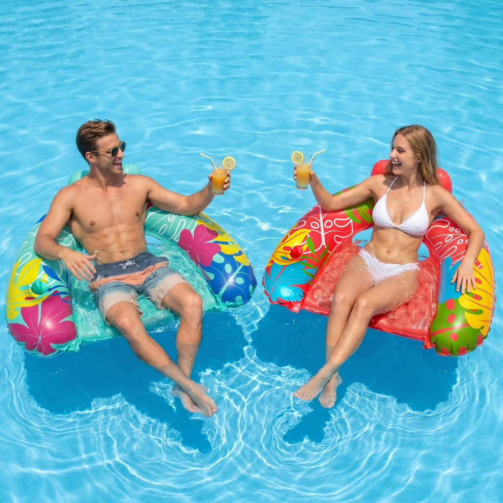 3 Pack Inflatable Pool Float Chairs with Cup Holder K495