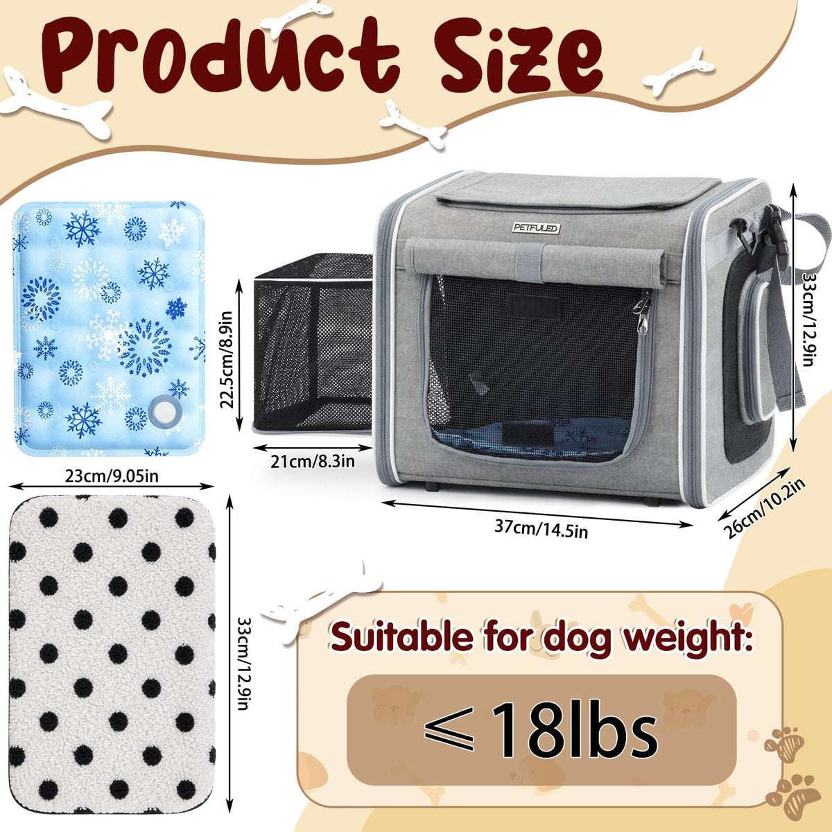 Dog Bike Basket for Small Dogs up to 8 kg, Gray Y408