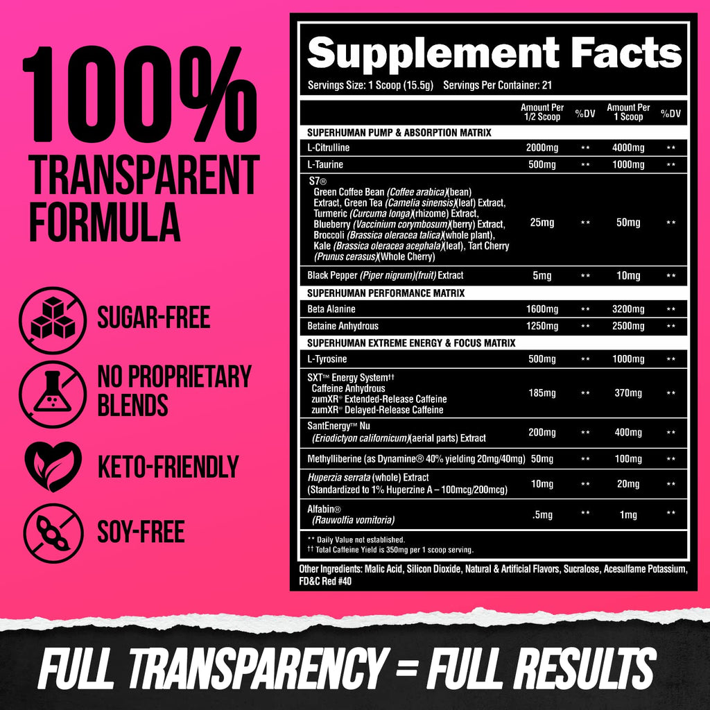 High Stim Pre Workout Powder with Beta Alanine & Caffeine (21 Servings) E676