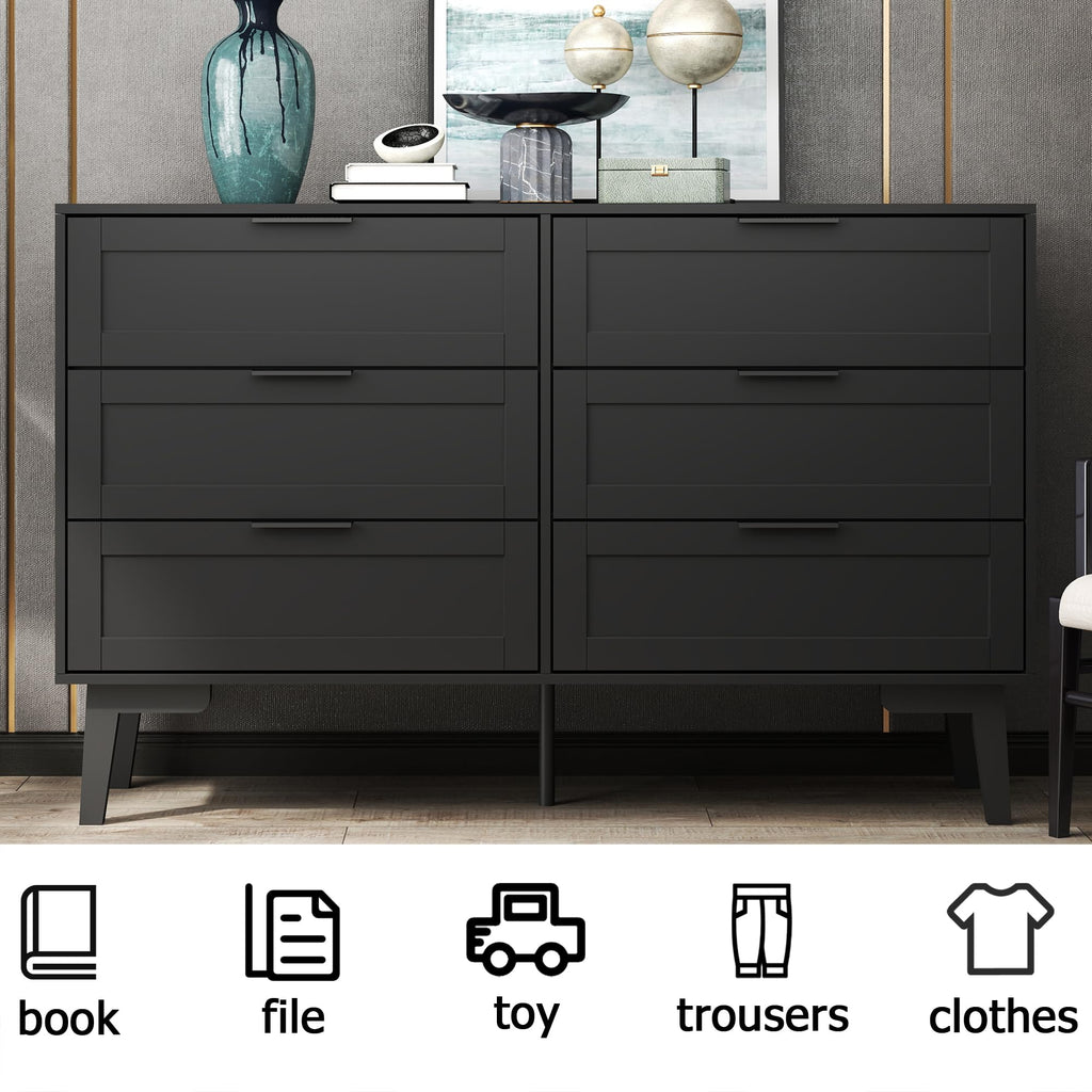 Black 6 Drawer Dresser Z6542
