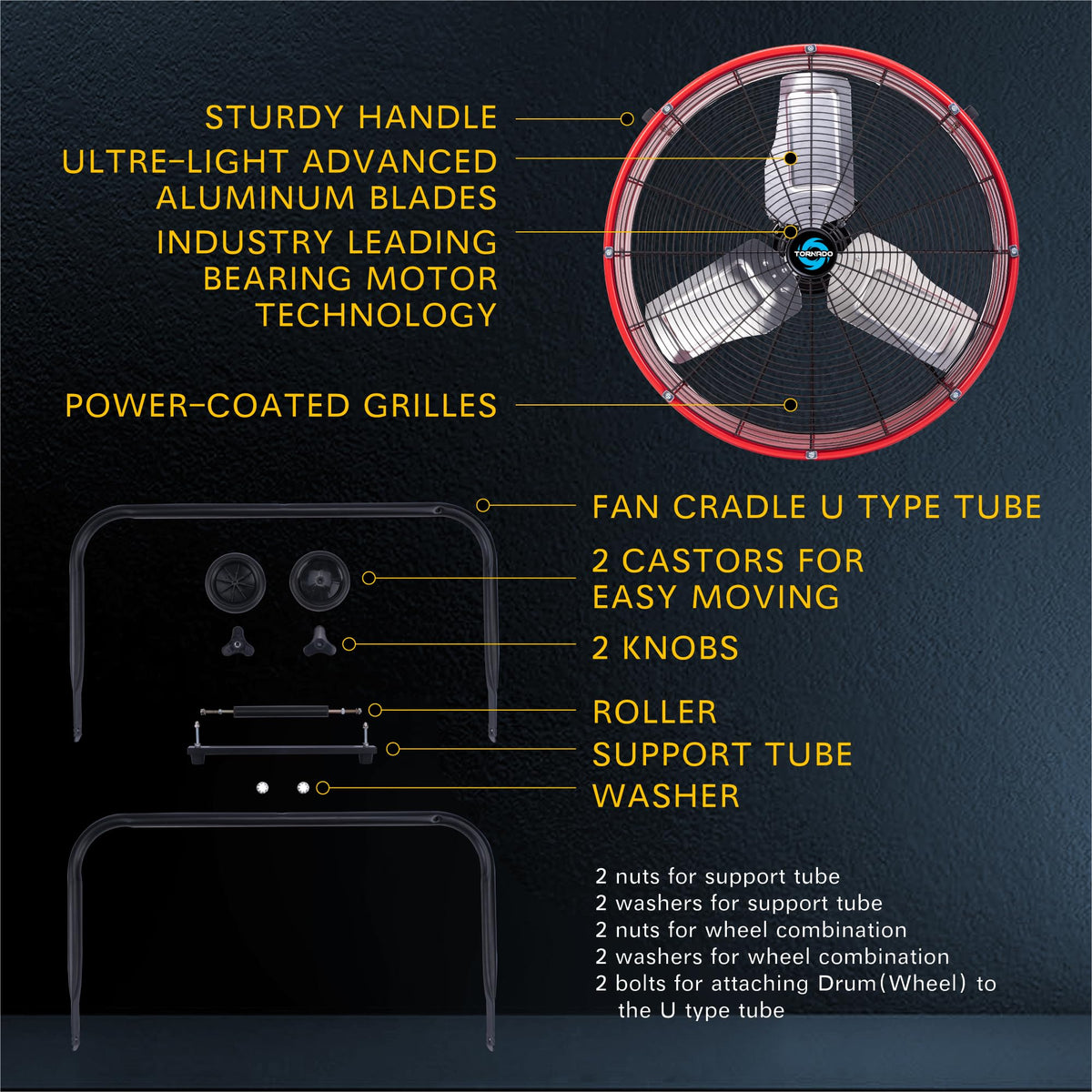 24 Inch High Velocity 3 Speed Metal Drum Fan V2293