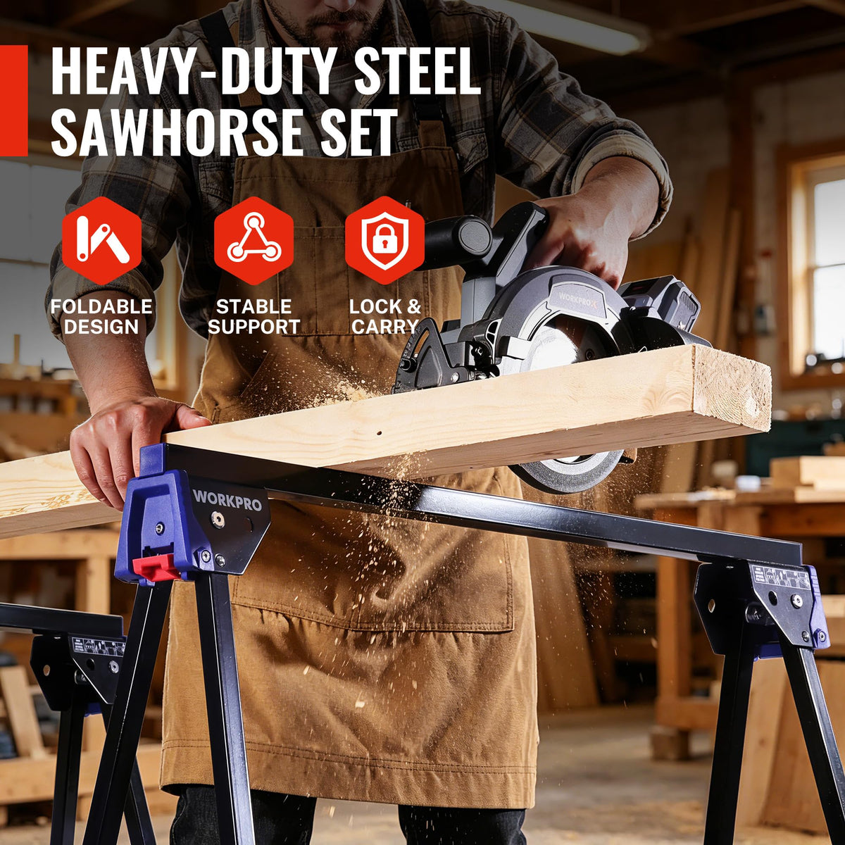 Heavy Duty Metal Folding Saw Horses 2 Pack E5849