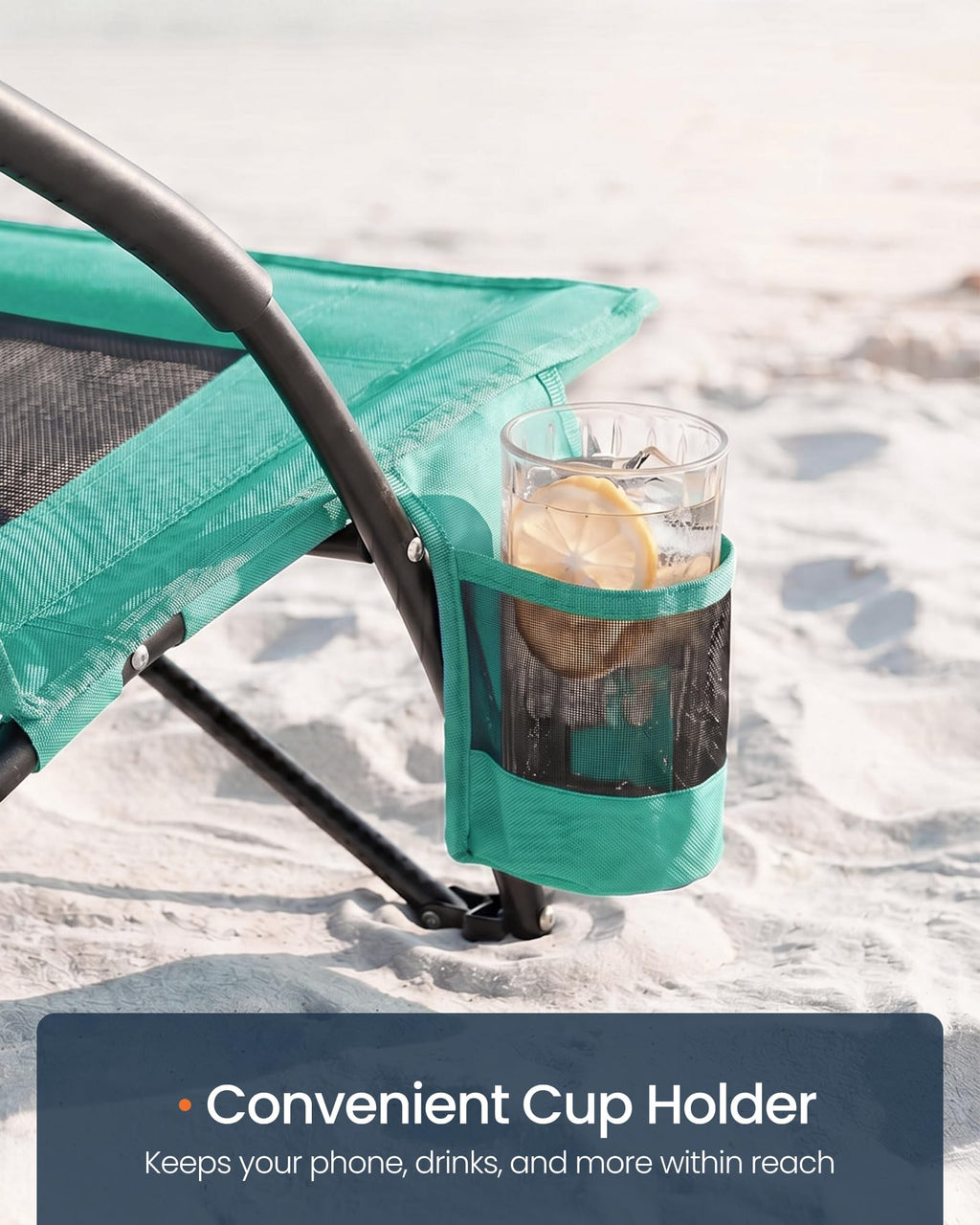 Portable Folding Camping Chair with Cup Holder, Set of 2, Green Y176