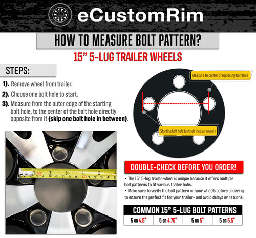 2-Pack 12 Inch Trailer Tire Rim Assembly A7576
