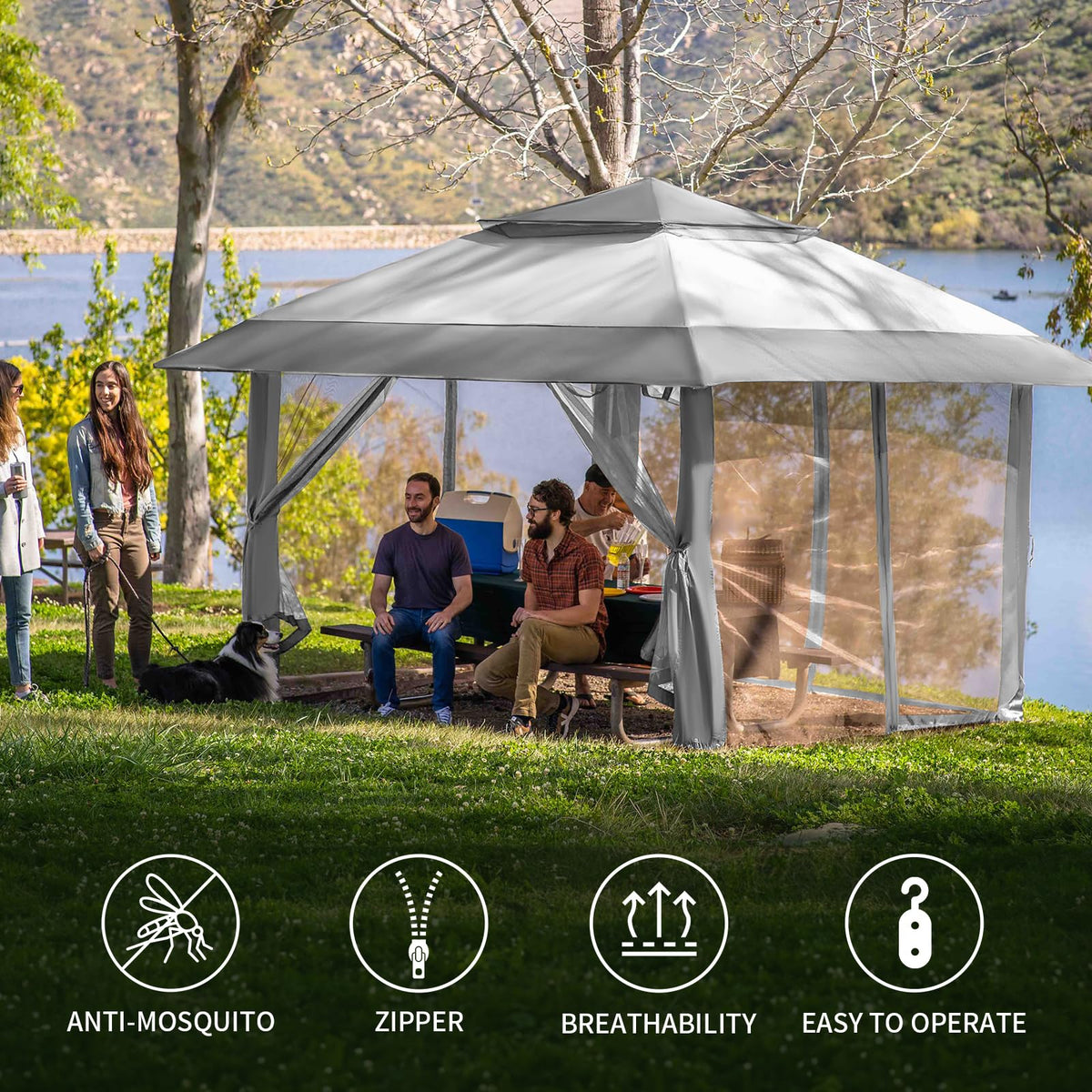 Gazebo Replacement Mosquito Netting 10 x 10ft Grey B51057