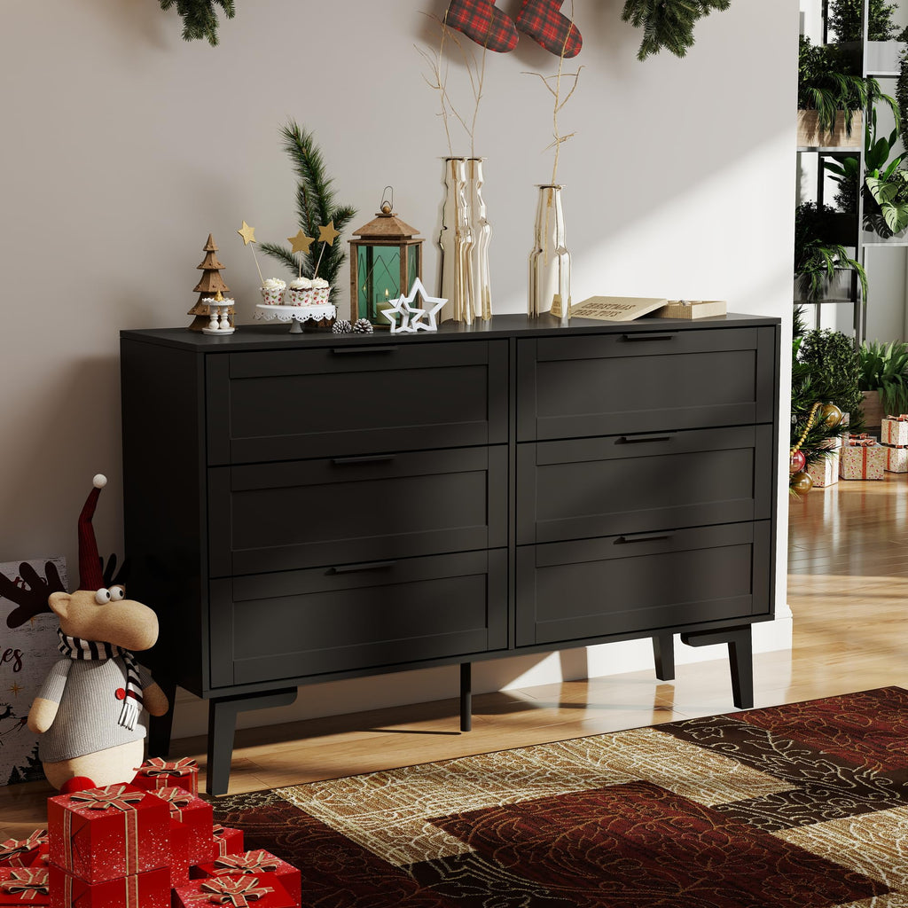 Black 6 Drawer Dresser Z6542