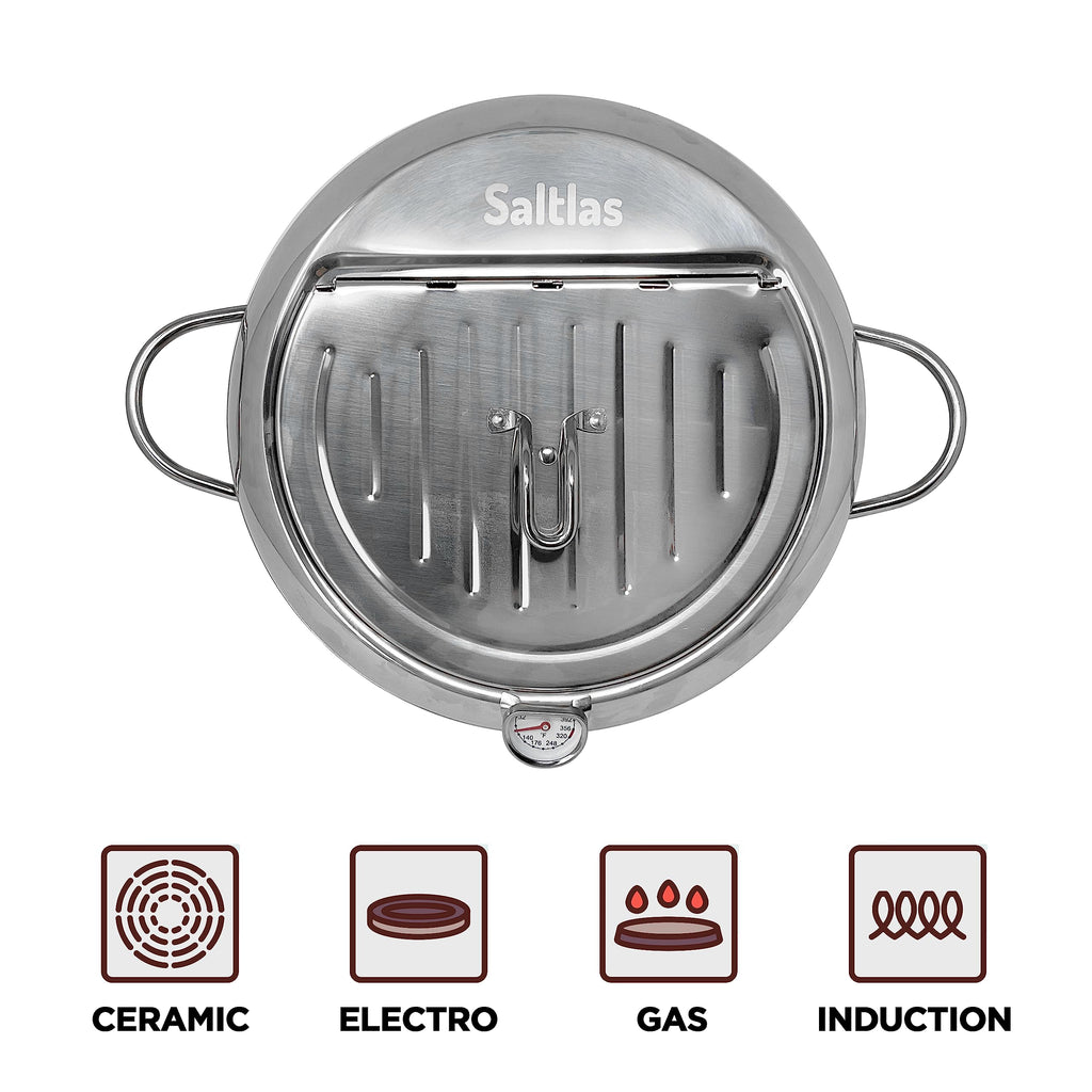 Deep Fryer Pot with Lid, 304 Stainless Steel M6546