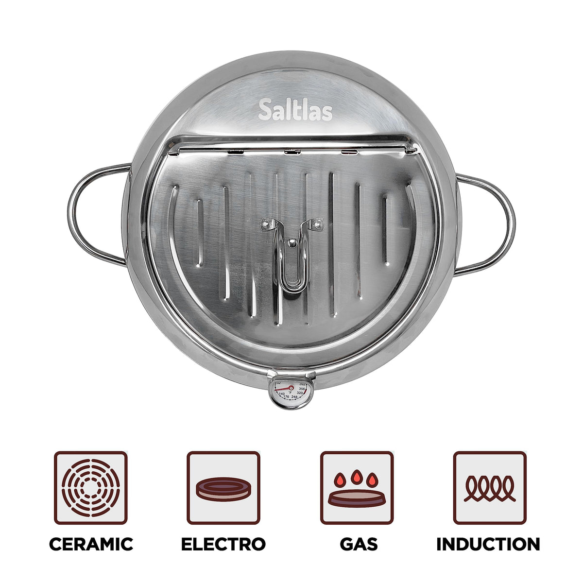 Deep Fryer Pot with Lid, 304 Stainless Steel M6546