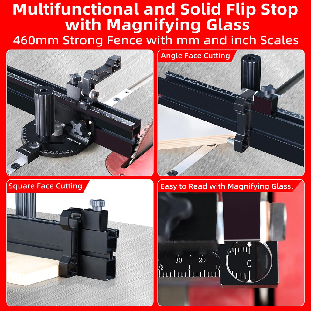 Portable Table Saw Miter Gauge with 18 Inch Fence and Flip Stop F630765