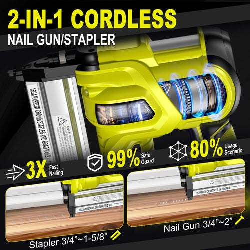 2" Cordless Brad Nailer, 2-in-1 21V Electric Brad Nailer with Battery T268