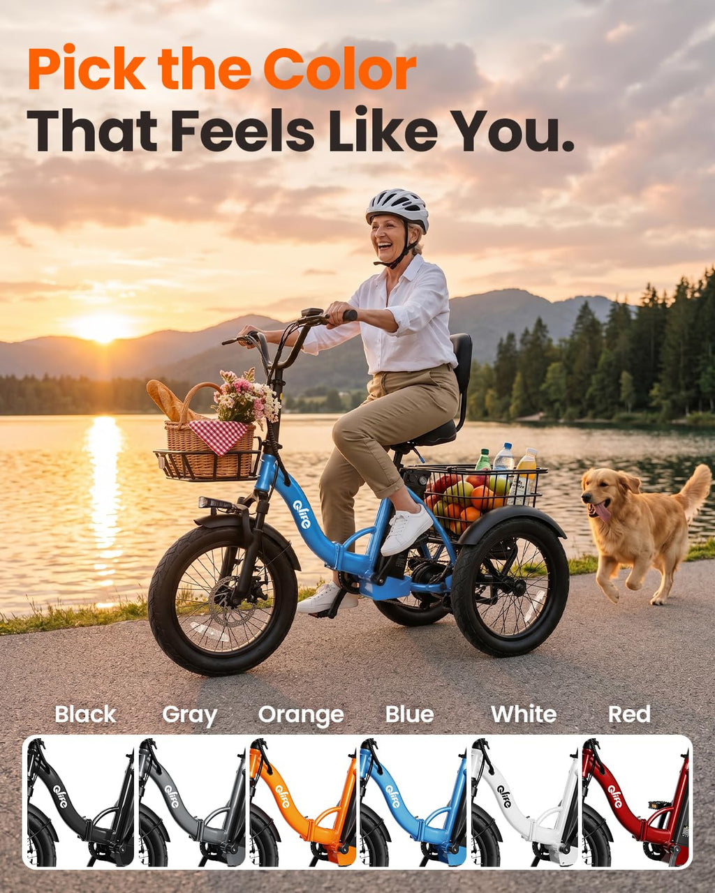 1200W Folding Electric Trike with Cargo Rack S11988