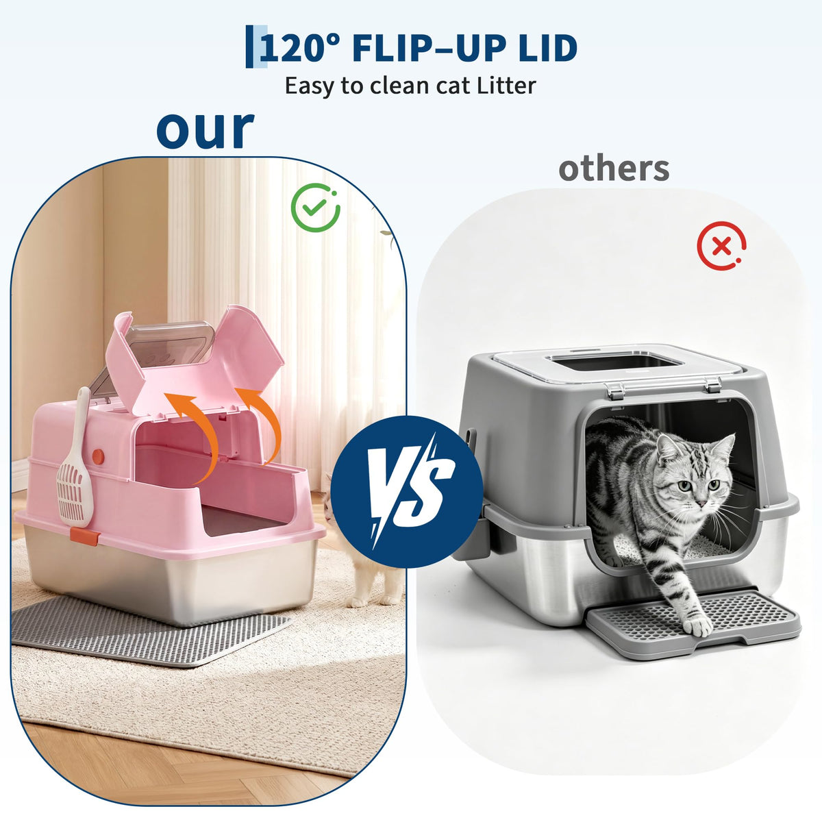 Fully Enclosed Stainless Steel Cat Litter Box with Lid R141900