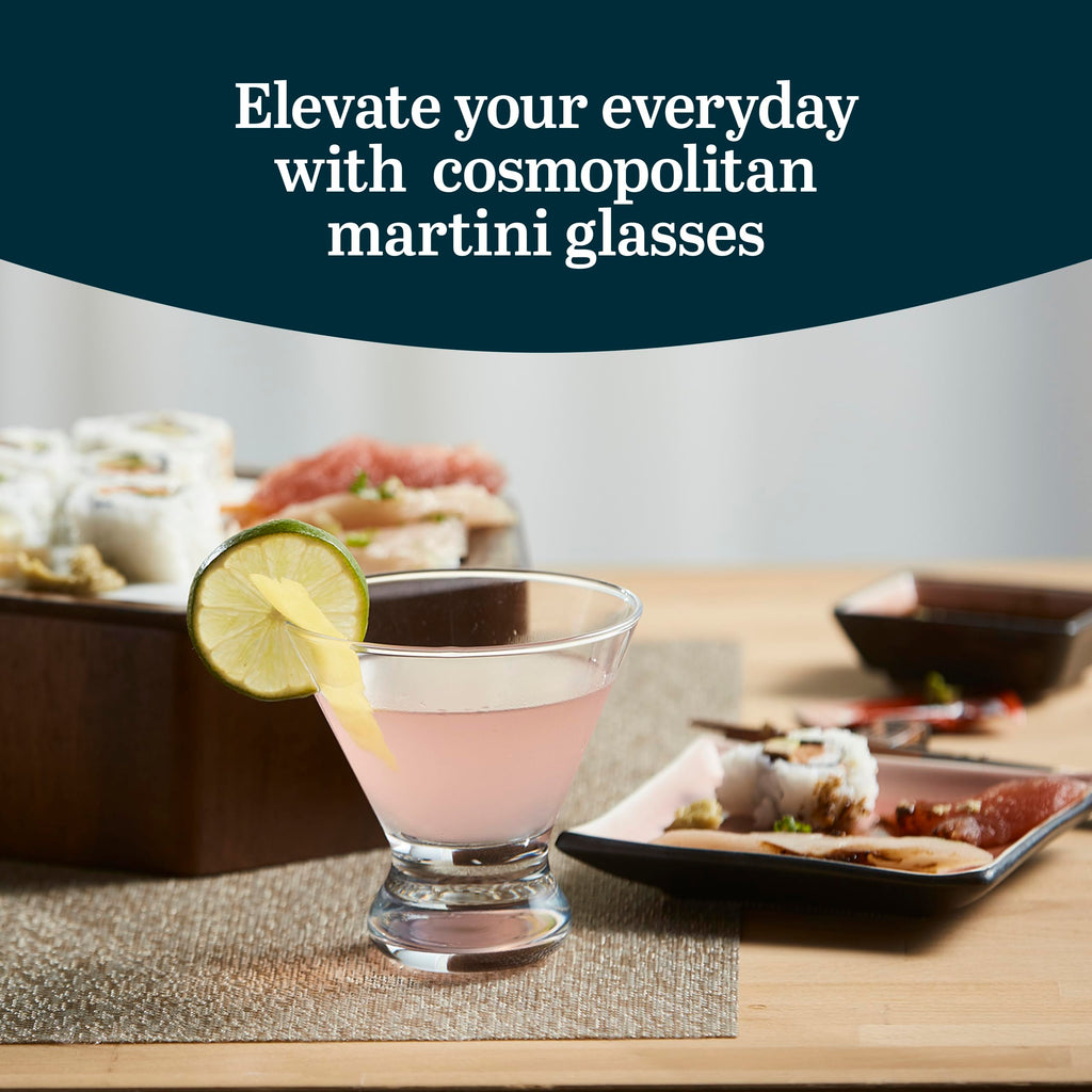 8.25 Oz Dishwasher Safe Stemless Martini Glasses Set of 4 V219