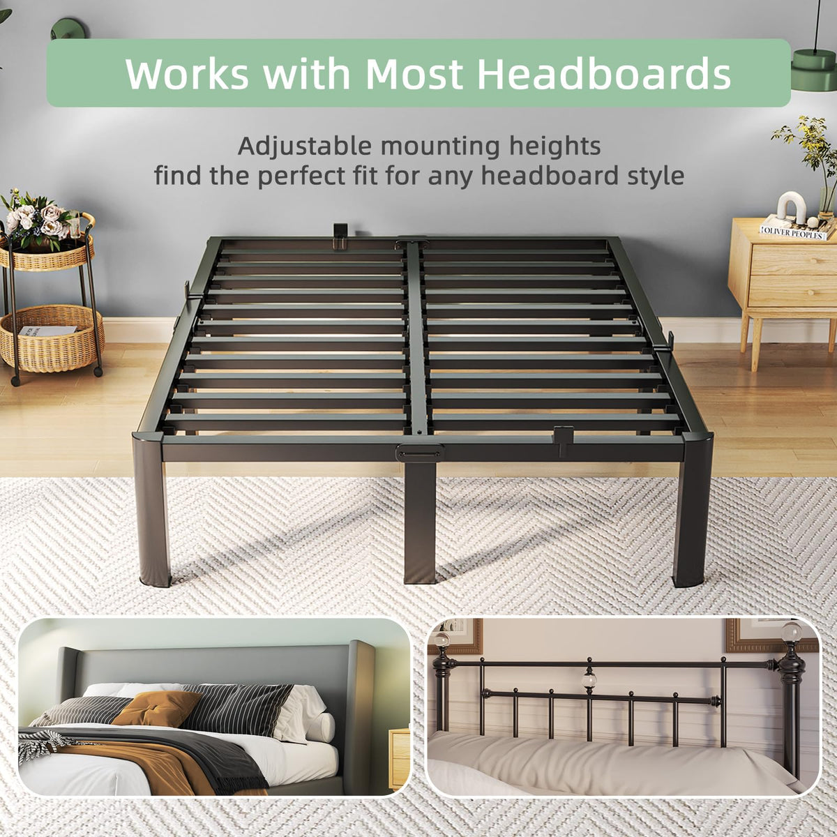 Queen Size 18 Inch Metal Platform Bed Frame Z8969