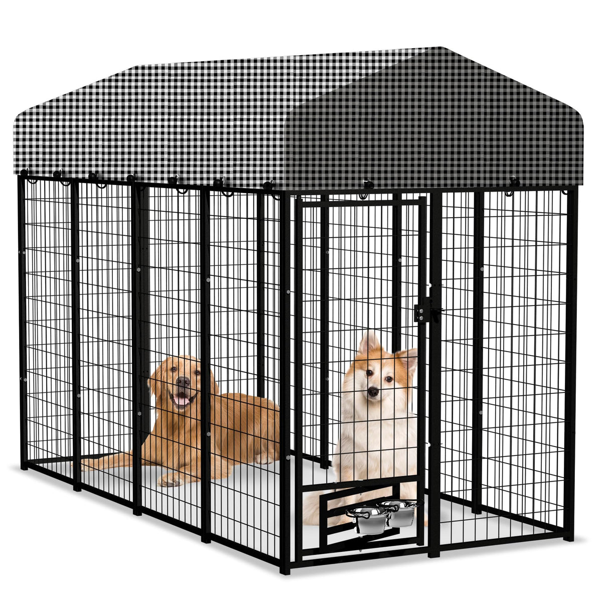 8x4x6 FT Outdoor Dog Kennel with Roof Cover N457253