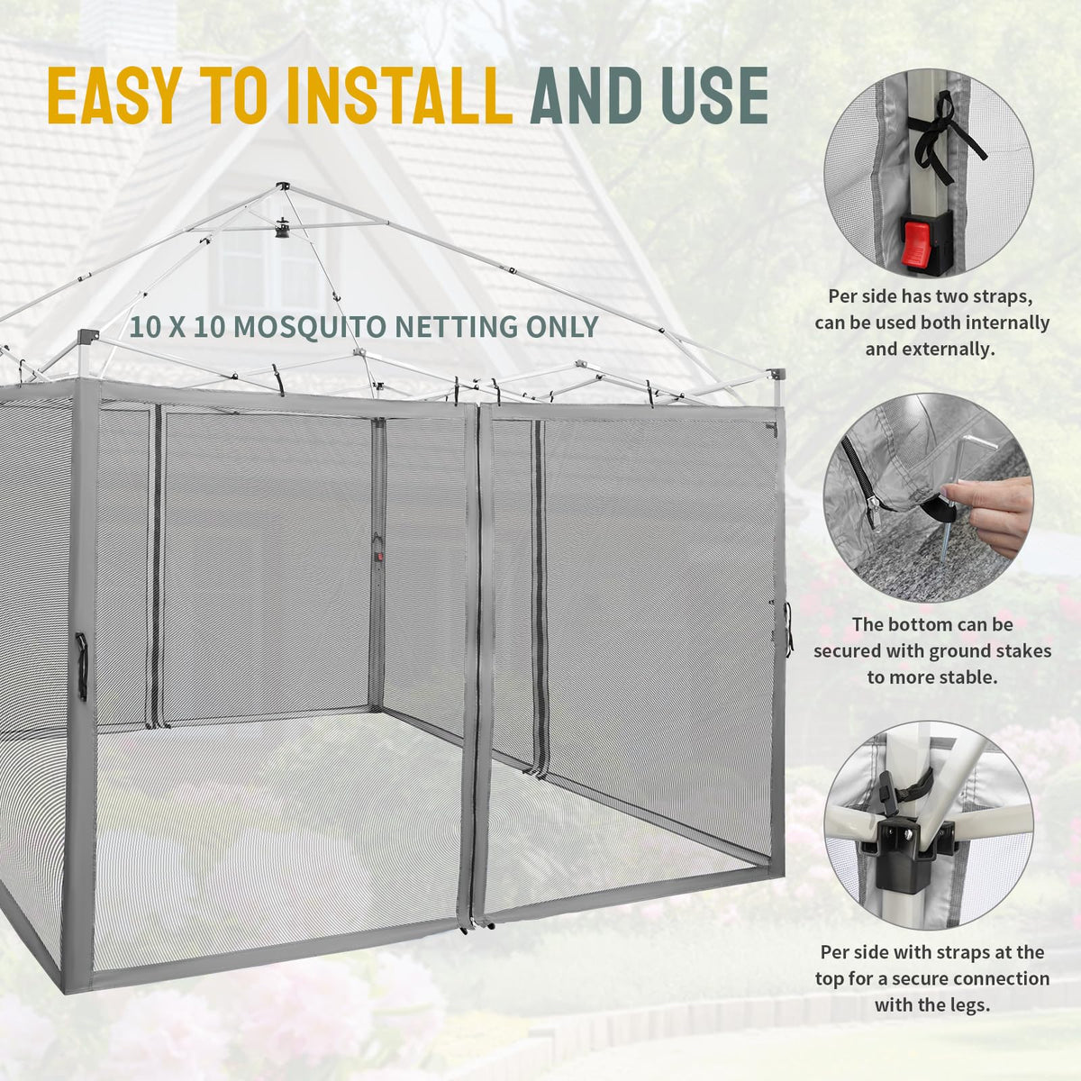 Gazebo Replacement Mosquito Netting 10 x 10ft Grey B51057