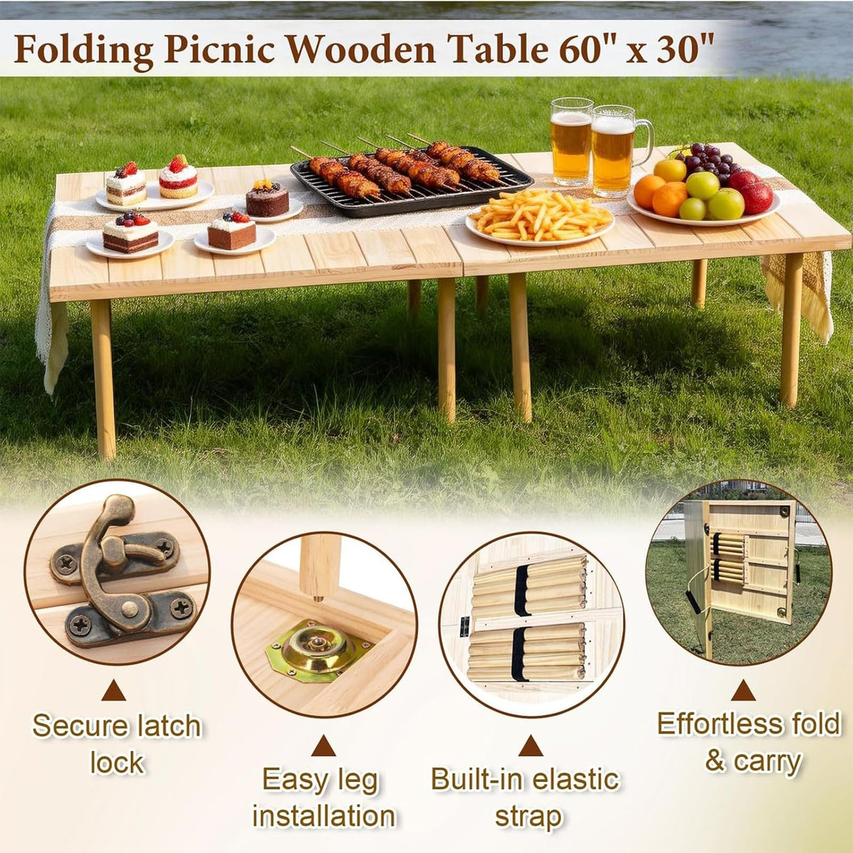 Wood Low Folding Picnic Table Z23417