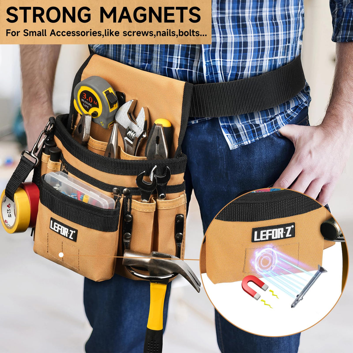 Tool Belt with Magnetic Tool Pouch Y1036