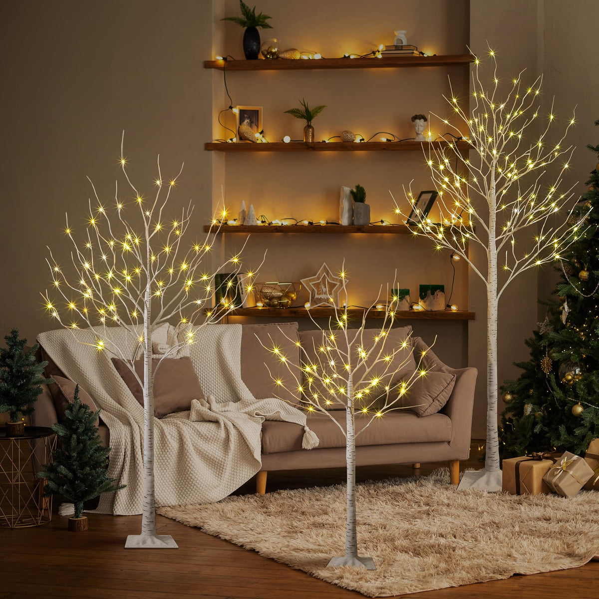LED Birch Tree Light Set 4ft 6ft 8ft Warm White 3-Pack R155687