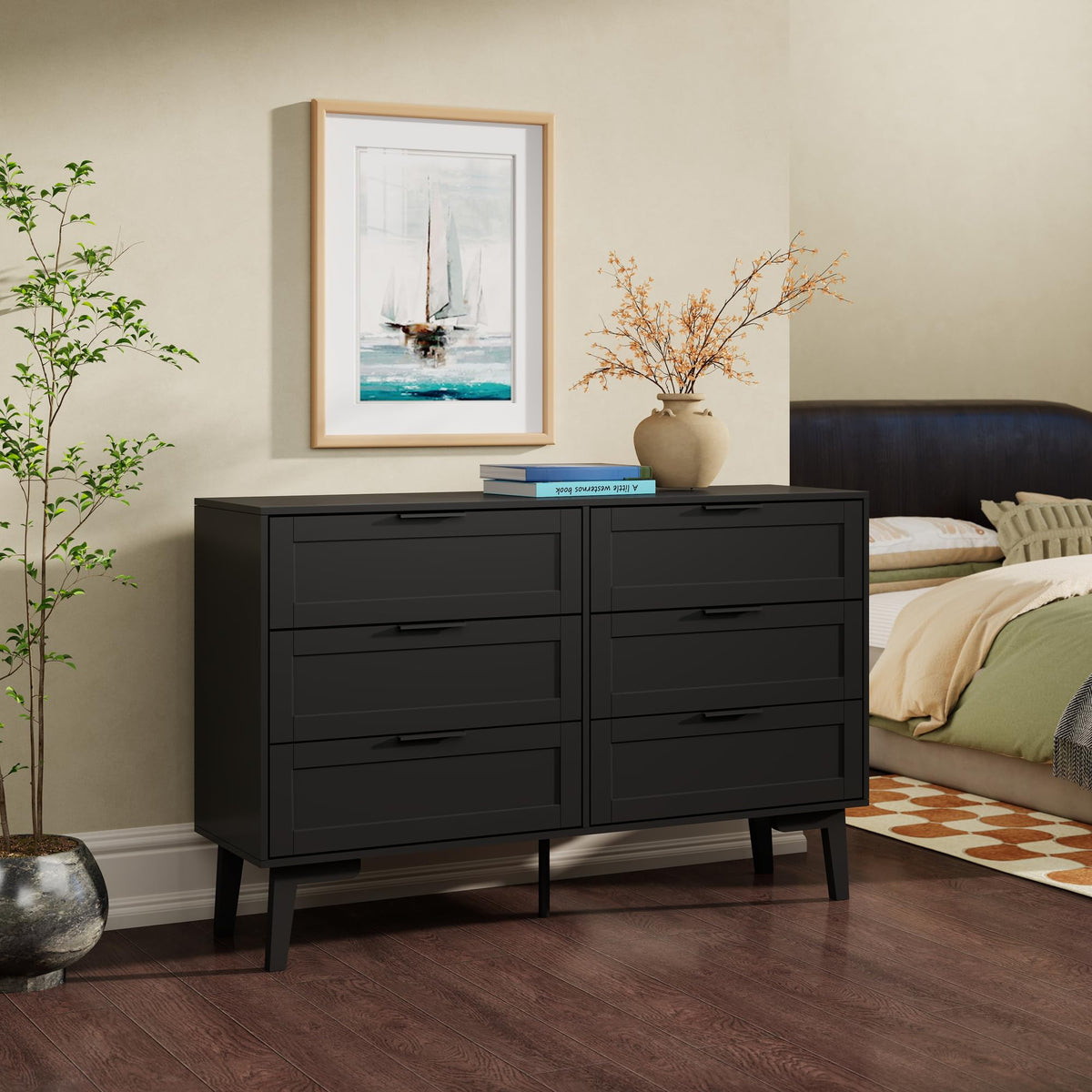 Black 6 Drawer Dresser Z6542