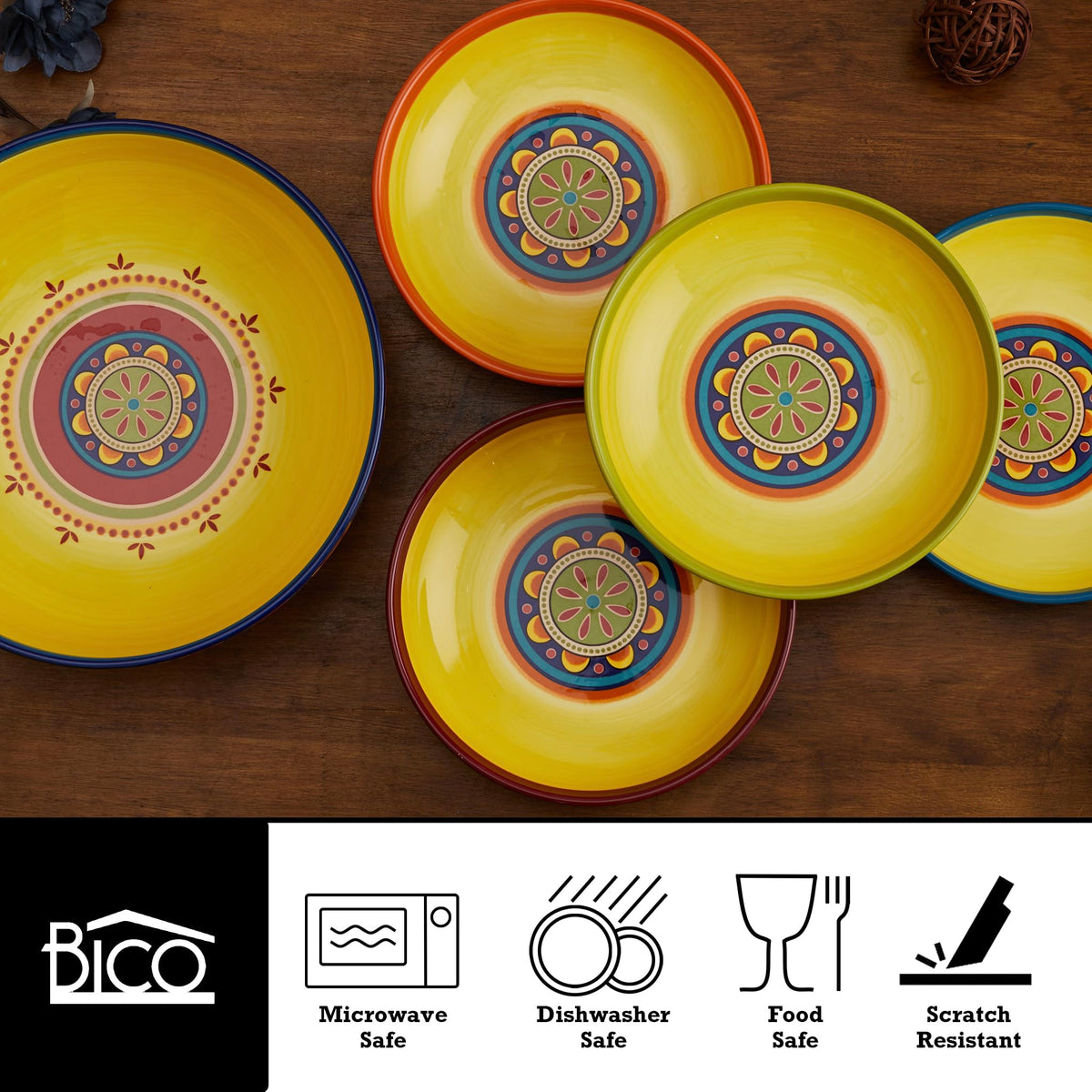 Ceramic Pasta Bowl Set of 5, Microwave & Dishwasher Safe Q78610