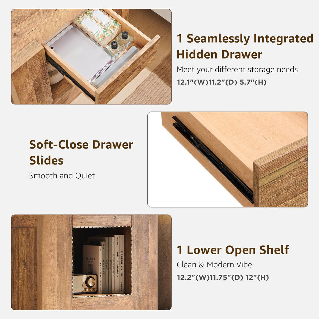 24" Nightstand Set of 2 with Drawer and Storage Shelf X486728