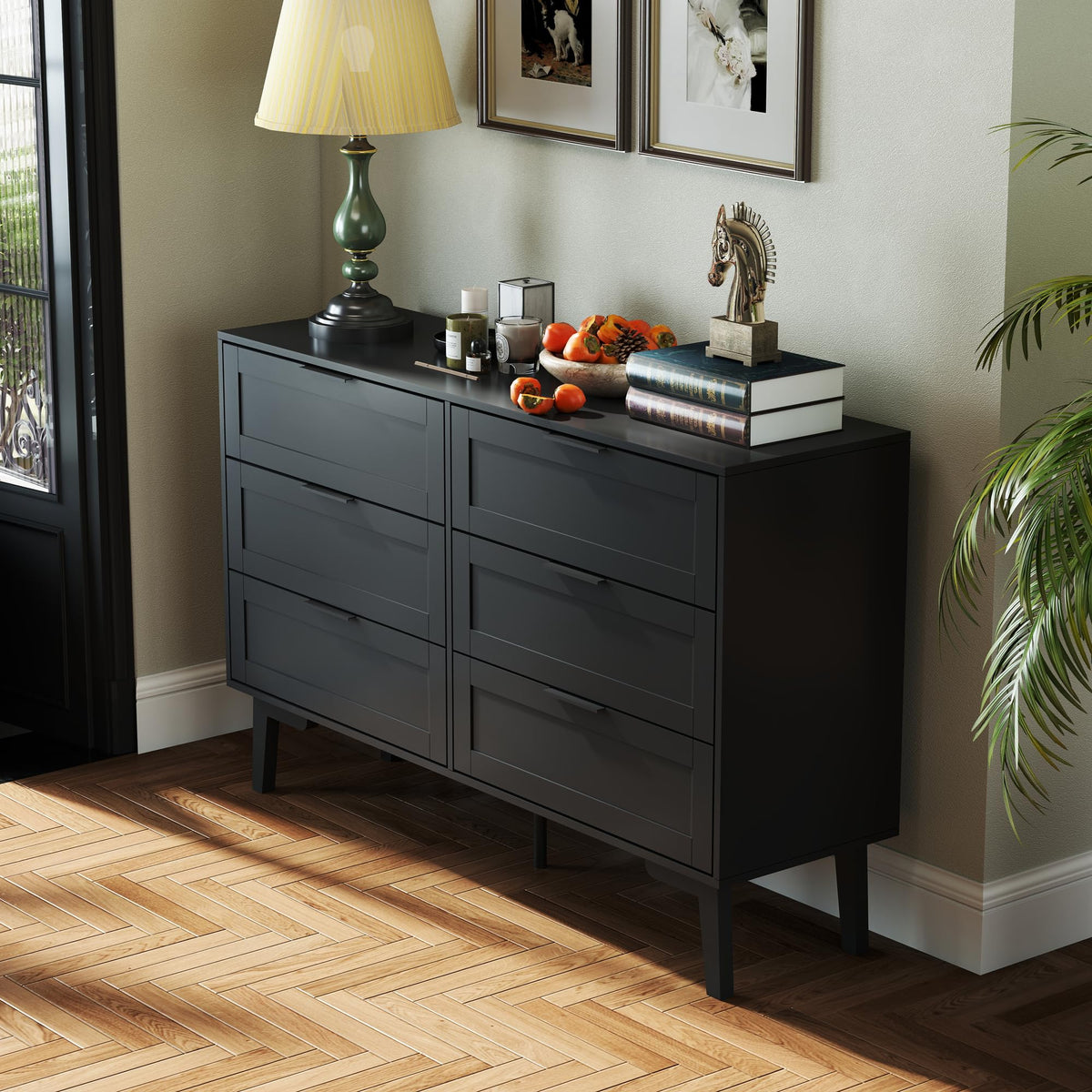 Black 6 Drawer Dresser Z6542