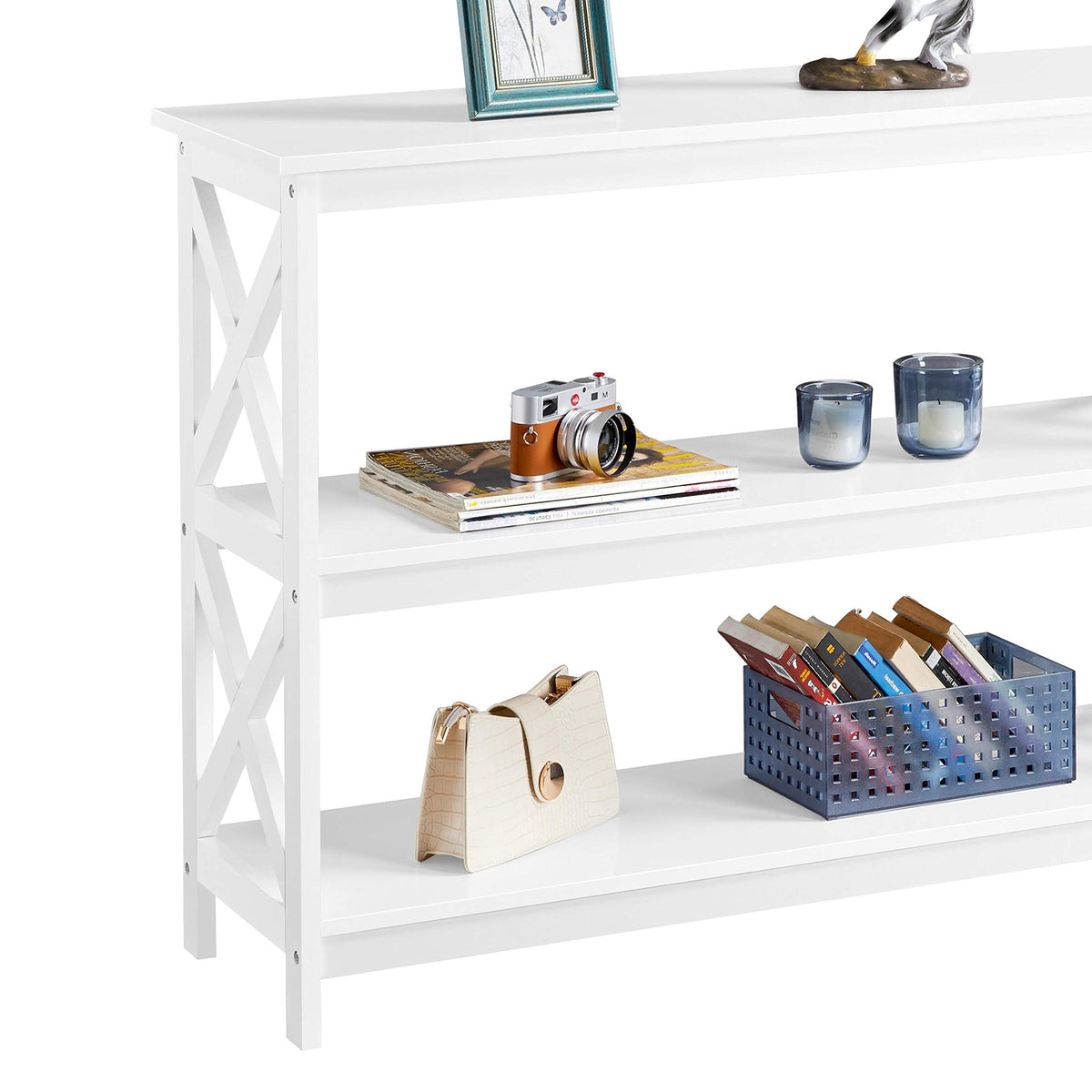 White 3-Tier Narrow Console Table F2754