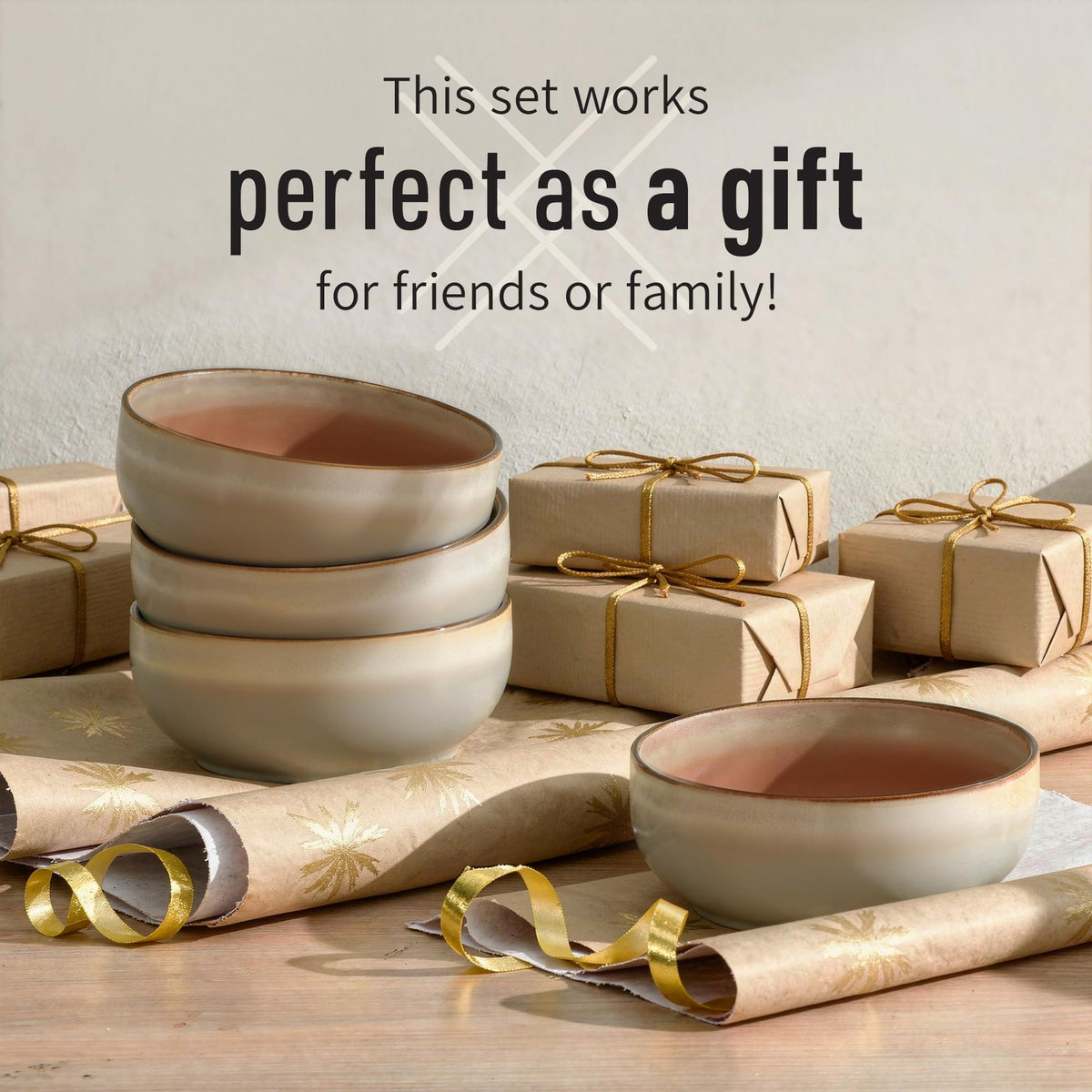Stoneware Ceramic Cereal Bowls Set of 4, 21 oz Y89892