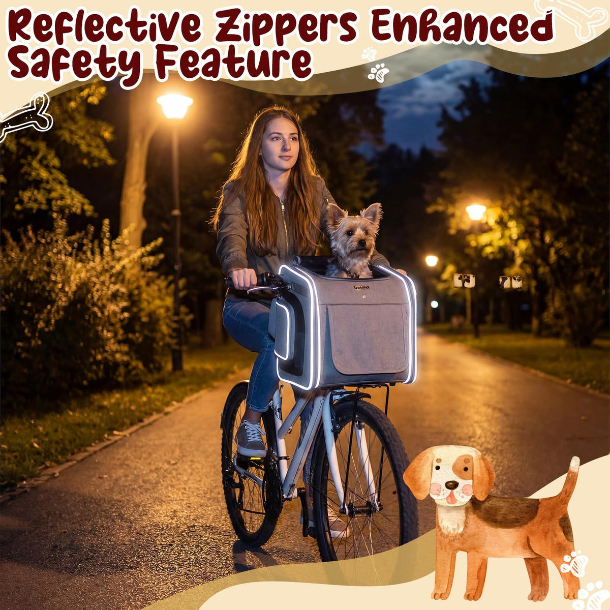 Dog Bike Basket for Small Dogs up to 8 kg, Gray Y408