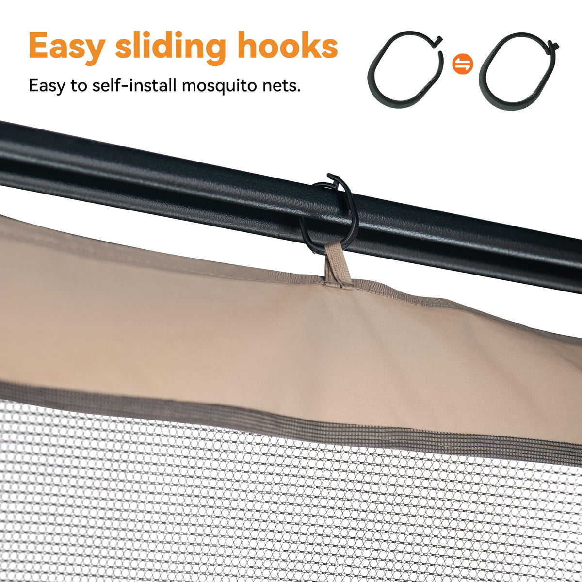 Outdoor Gazebo Mosquito Netting Replacement 4-Panel Sidewalls 11' x 13' E956953