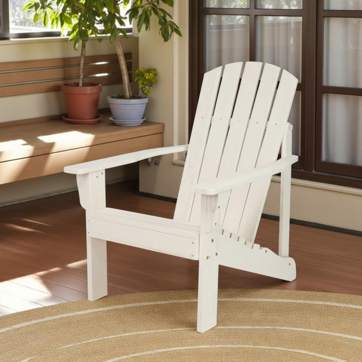 Eggshell White Wooden Adirondack Chair J793671
