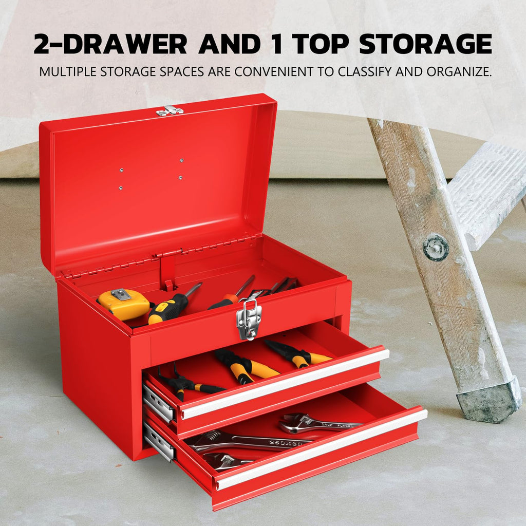 14 Inch Steel Portable Tool Box 2 Drawer W3013