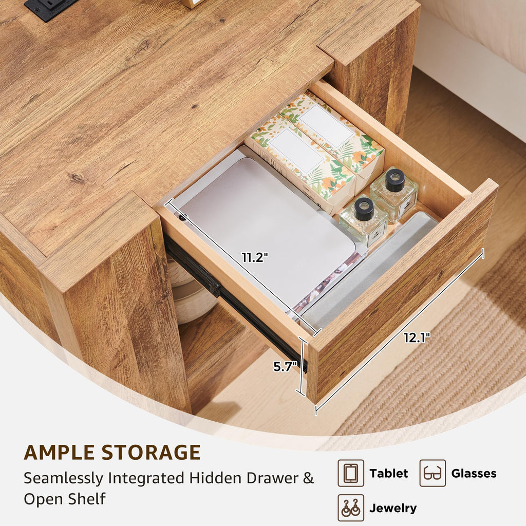 24" Nightstand Set of 2 with Drawer and Storage Shelf X486728