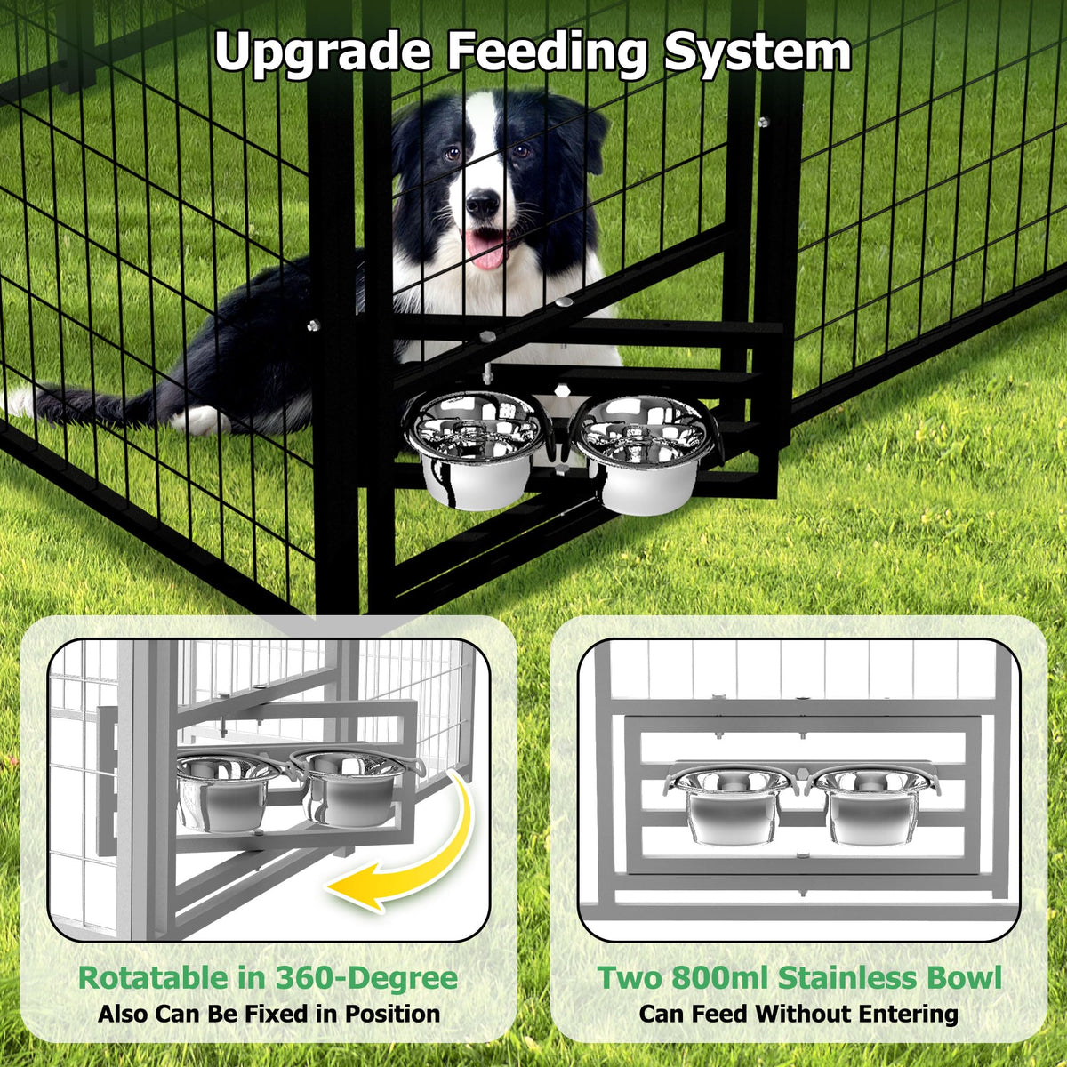8x4x6 FT Outdoor Dog Kennel with Roof Cover N457253