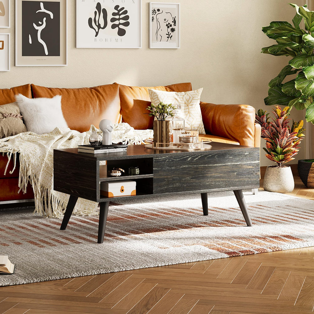 Lift Top Coffee Table with Hidden Storage, Black R4950