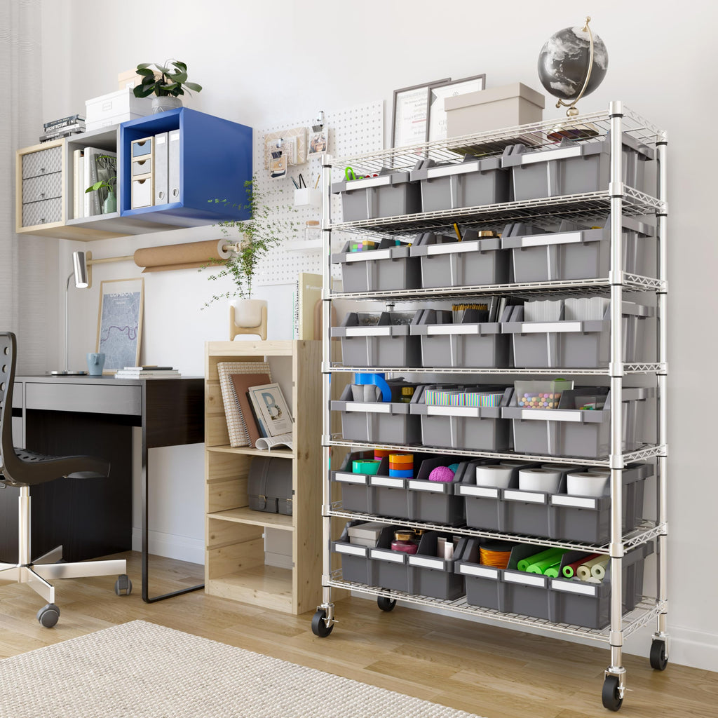 7-Tier 16-Bin Steel Wire Shelving Rack A62967