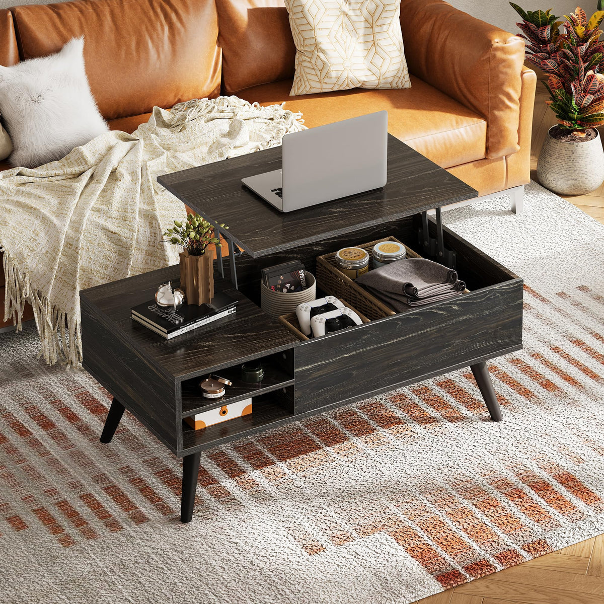 Lift Top Coffee Table with Hidden Storage, Black R4950
