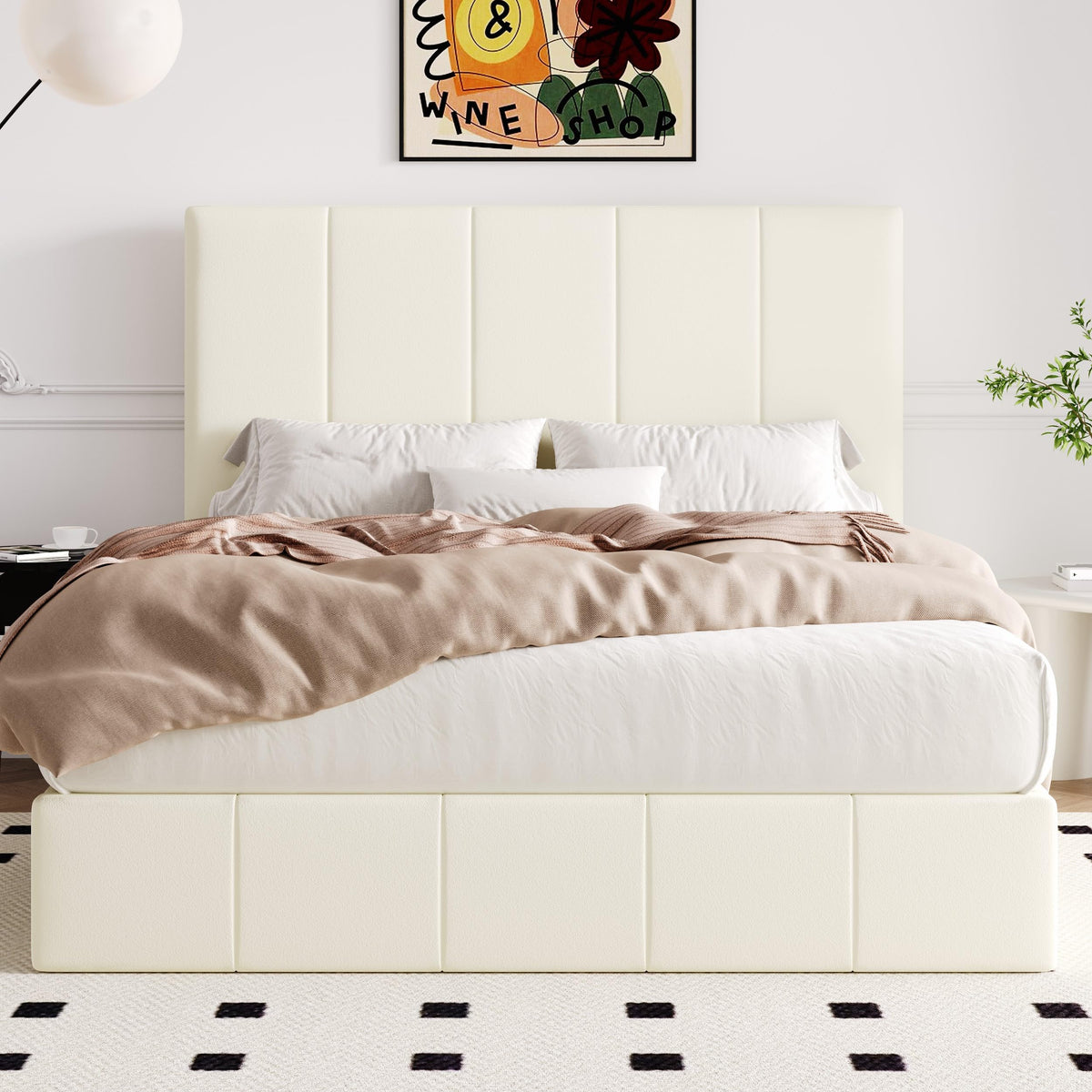Queen Size Velvet Lift Up Storage Bed Frame I929