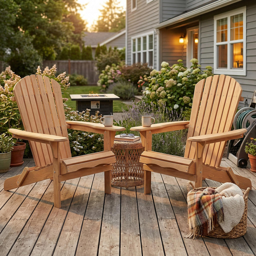 Cedar Folding Adirondack Chair Set of 2 L239106