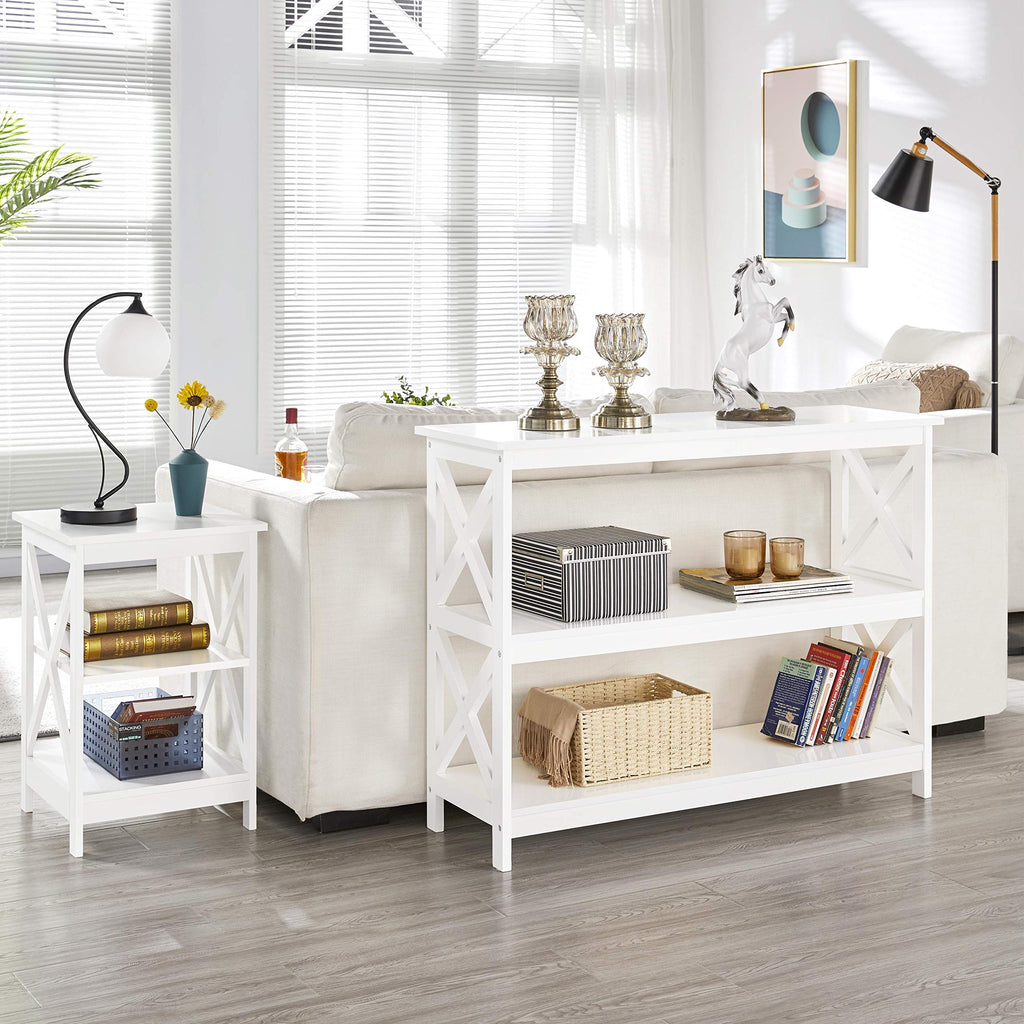 White 3-Tier Narrow Console Table F2754